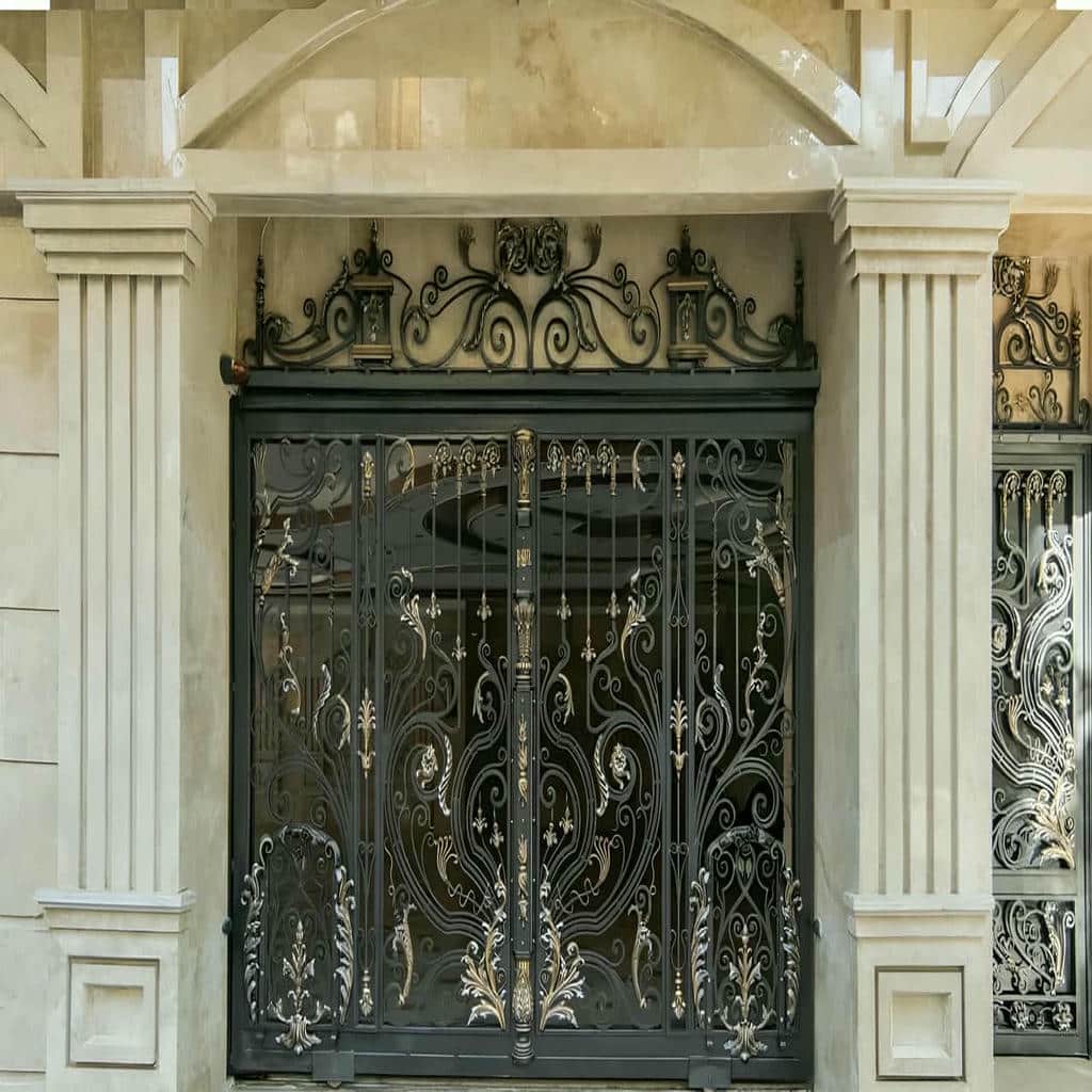 villa-door-wrought-iron-di قیمت روز درب فرفورژه فلزی ساده و شیک