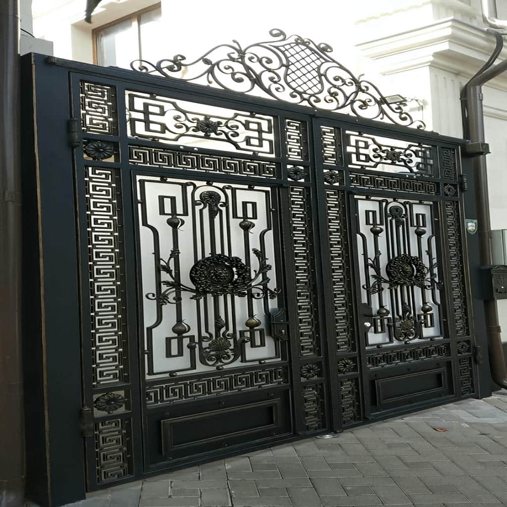 villa-door-wrought-iron-du تولیدکننده درب فرفورژه فلزی با ابعاد سفارشی