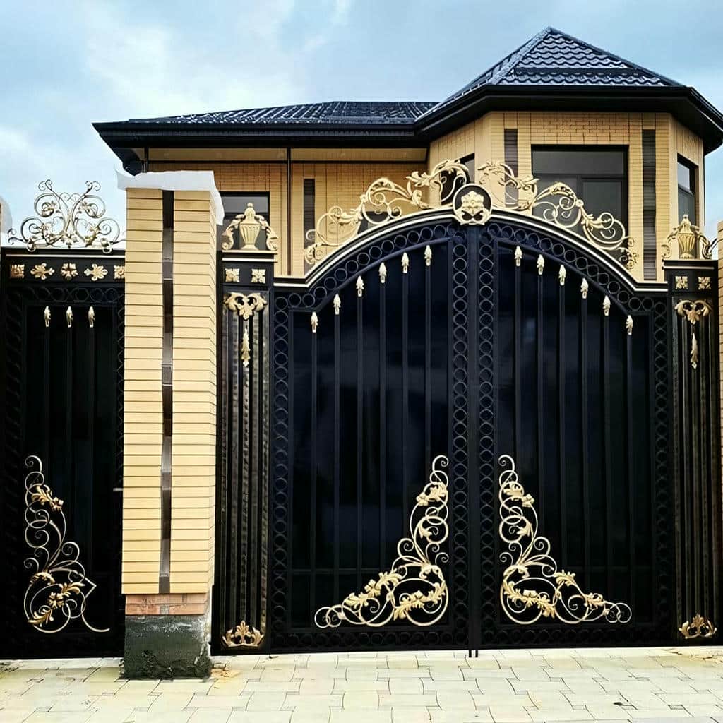 villa-door-wrought-iron-fd ساخت درب حیاط ورودی ویلایی مدرن
