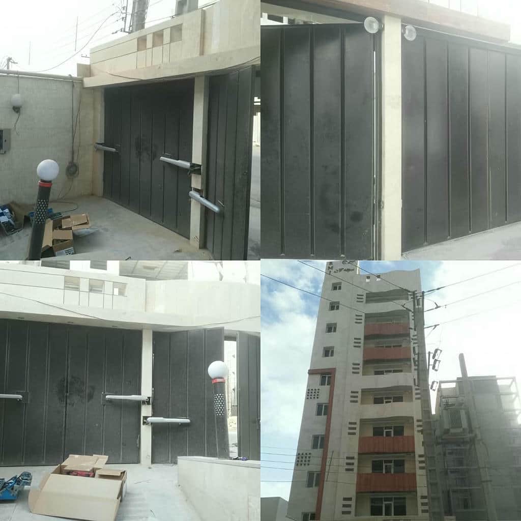جک کورس بلند درب پارکینگ سنگین کنار ستون سنگی