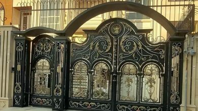 درب فلزی ریلی باغ با قاب مشکی مقاوم