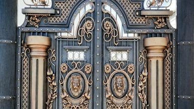 درب حیاط ورق پانچ با الگوی دایره ای منظم