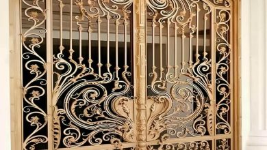 درب فلزی CNC حیاط با طرح هندسی مدرن