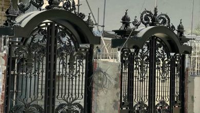 درب پارکینگ پروفیلی ساده با رنگ مشکی مات