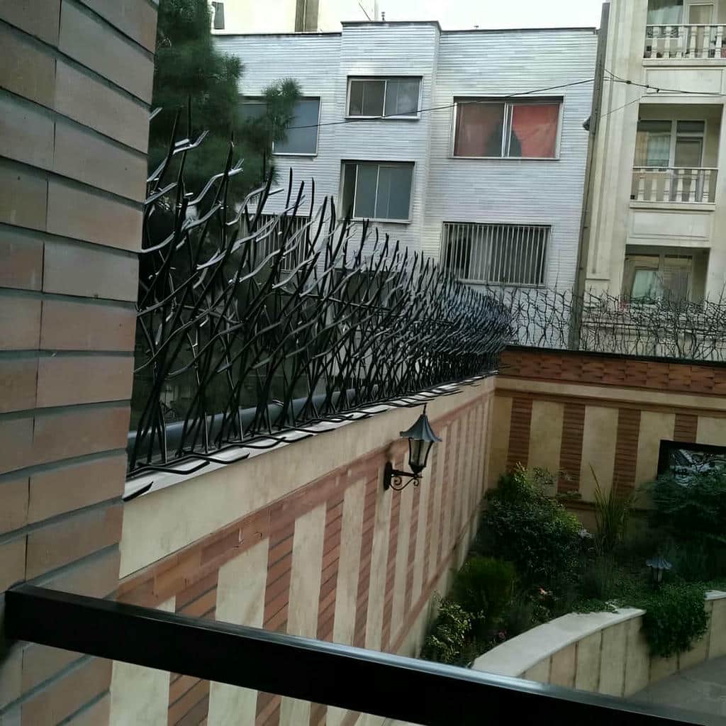 حفاظ شاخ گوزنی آبشاری نصب شده روی دیوار ورودی ساختمان