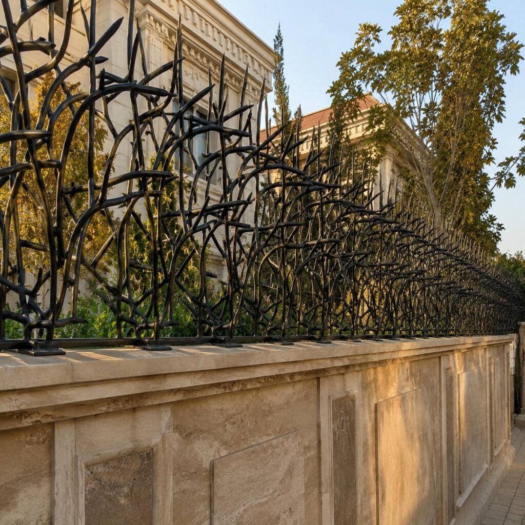حفاظ روی دیوار آهنی با ساختار منظم برای امنیت